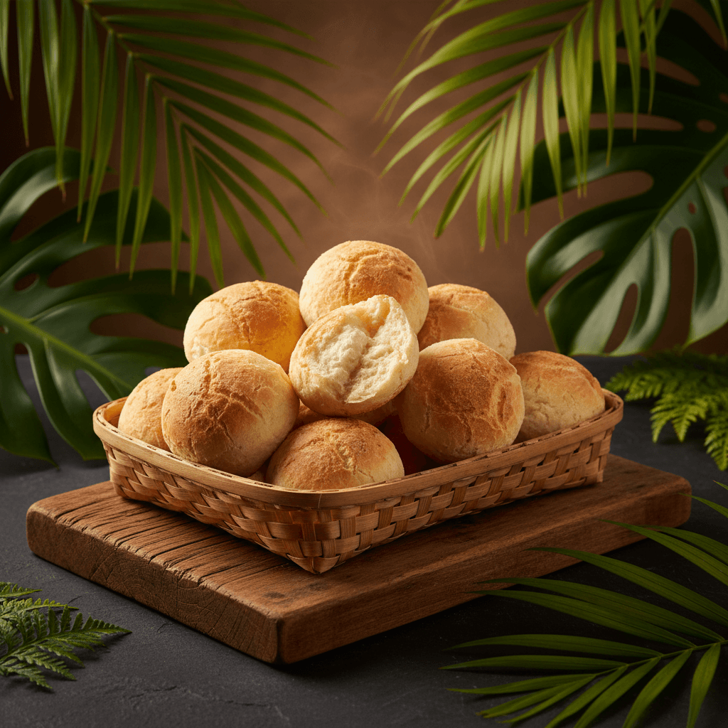 Canasta de Pandebono — Basket of warm cheese bread at Tropical Bites Chicago