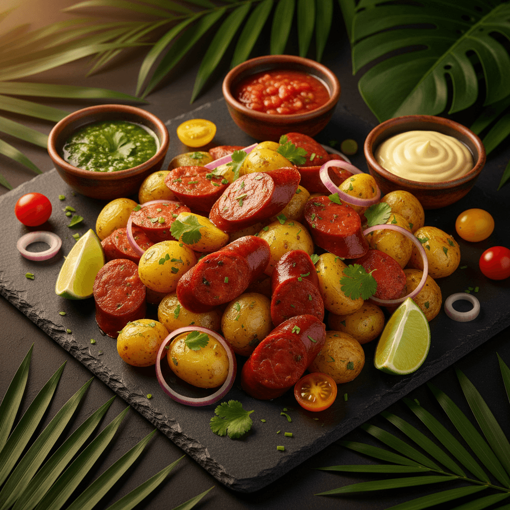 Choripapa — Chorizo with criolla potato at Tropical Bites Chicago