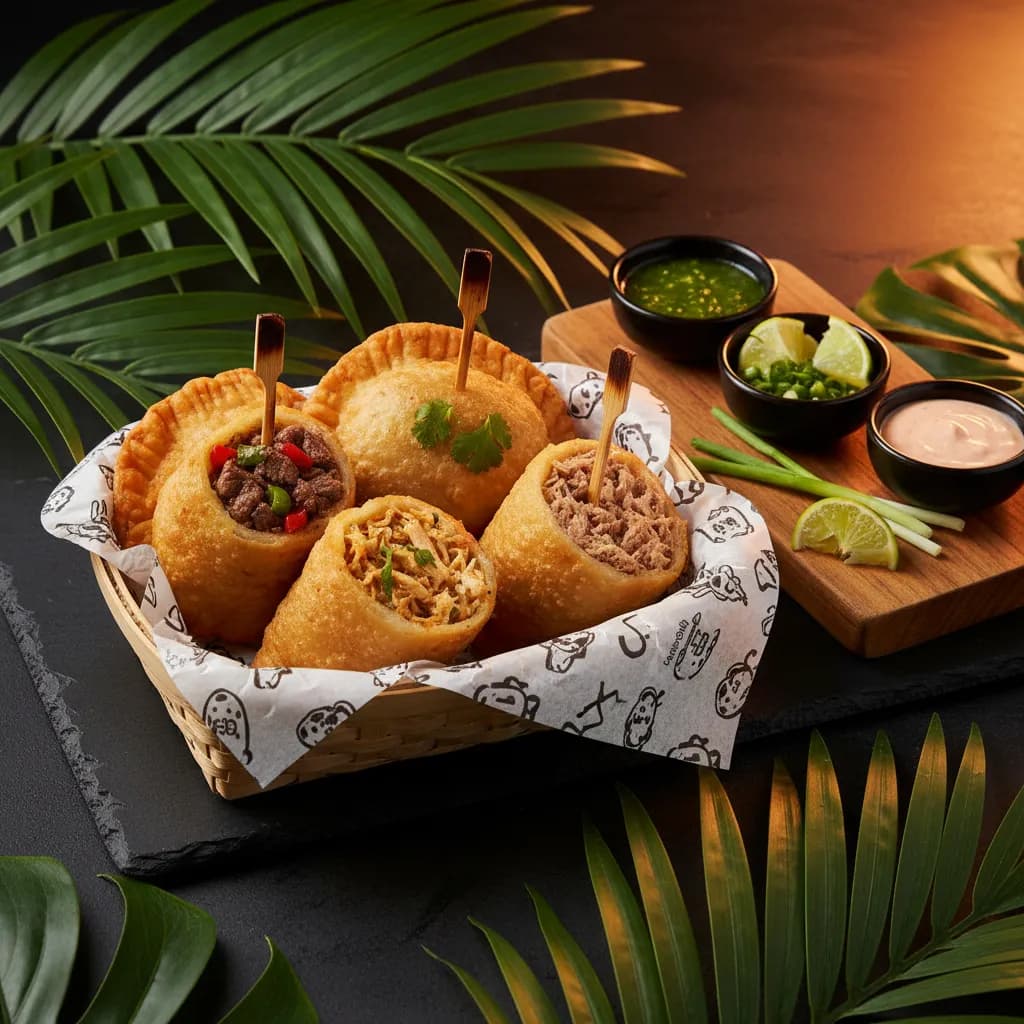 Empanadas — Carne o pollo at Tropical Bites Chicago