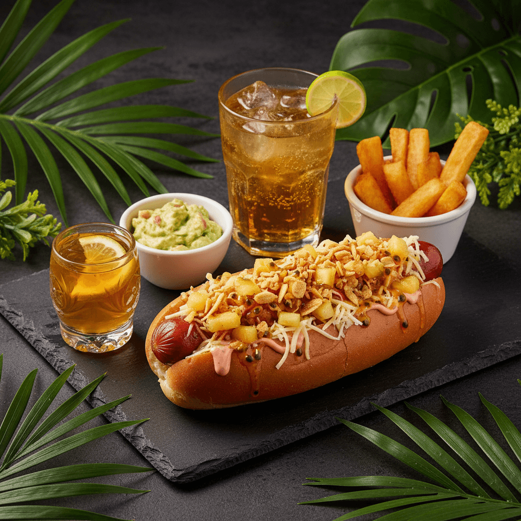 Hot Dog Tropical Combo — Hot Dog Tropical + soda at Tropical Bites Chicago