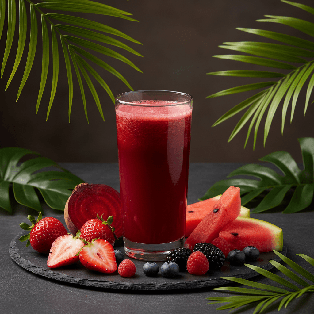 Red Energy — Strawberry, beet, watermelon, berries at Tropical Bites Chicago