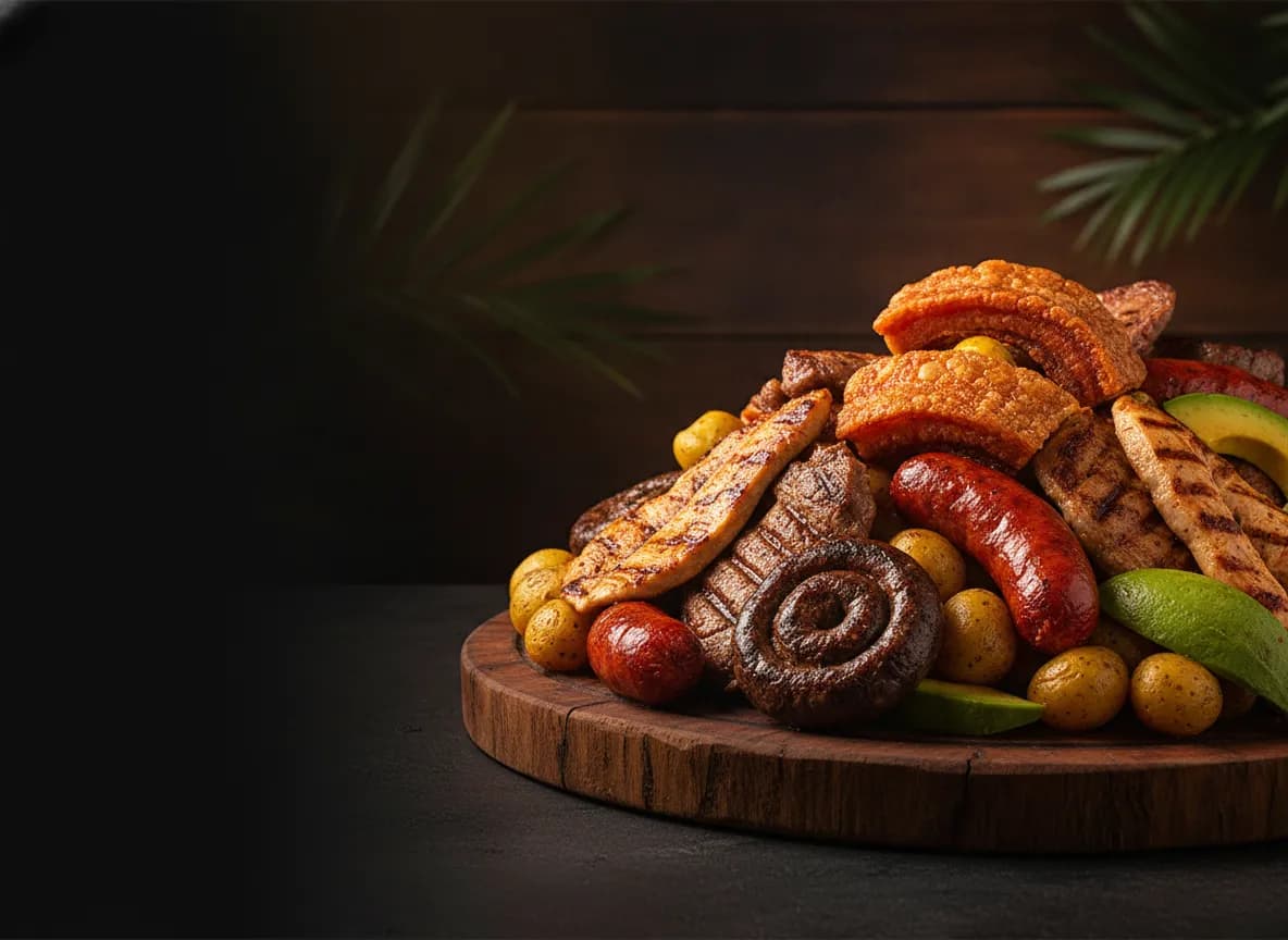 Picada Grande — A loaded platter of grilled meats to share for $45.00. | Tropical Bites Colombian restaurant Chicago